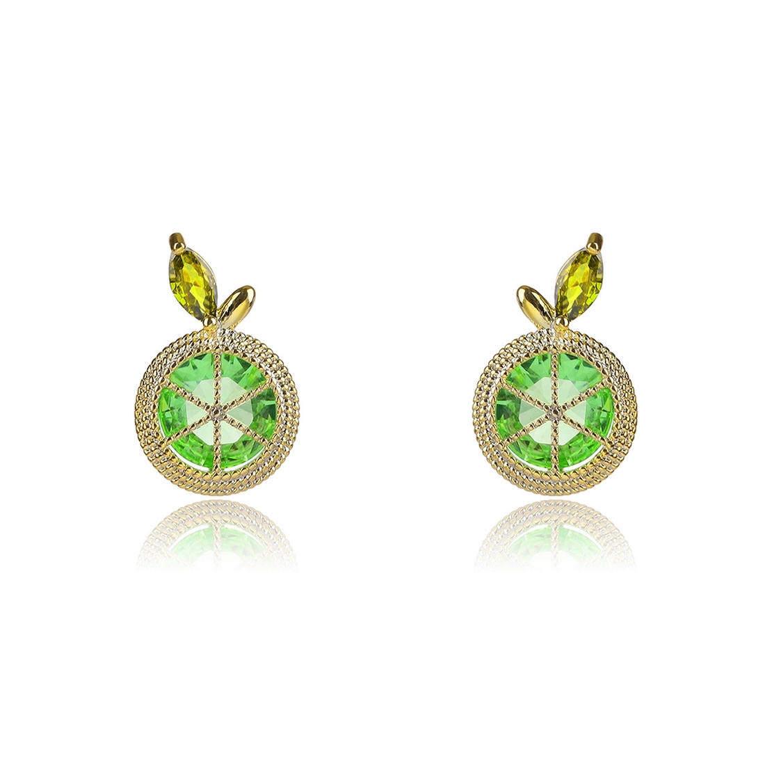 LIME YELLOW GOLD PLATED EARRINGS