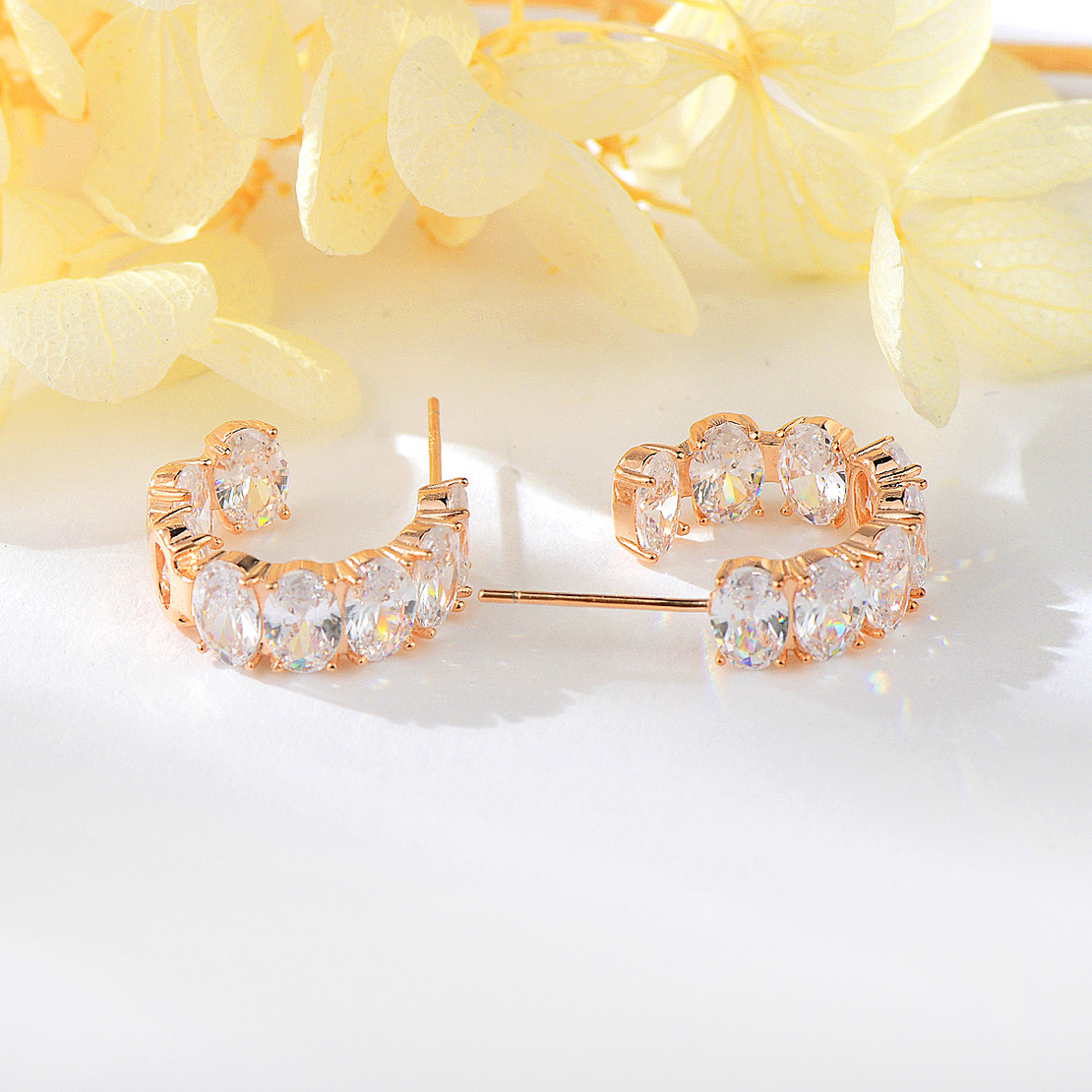 Сребърни обеци Халки с розово позлатяване 2700000045251 | колекция Delicate Silver
