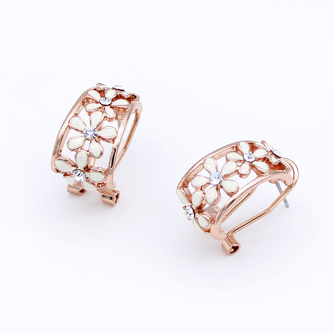 Обеци розово позлатяване цвете | Колекция Rose Gold