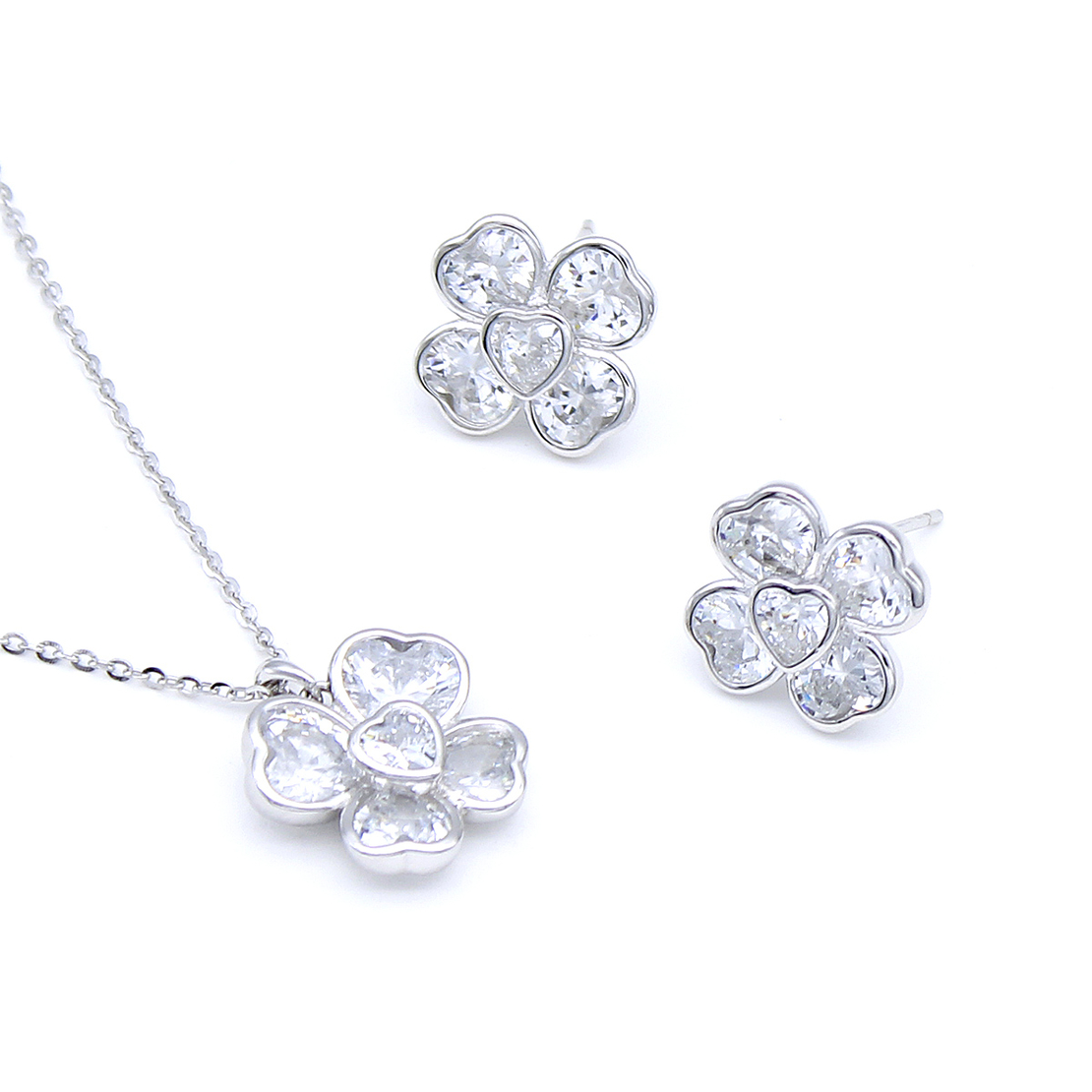 Нежен сребърен комплект детелина | колекция Delicate Silver