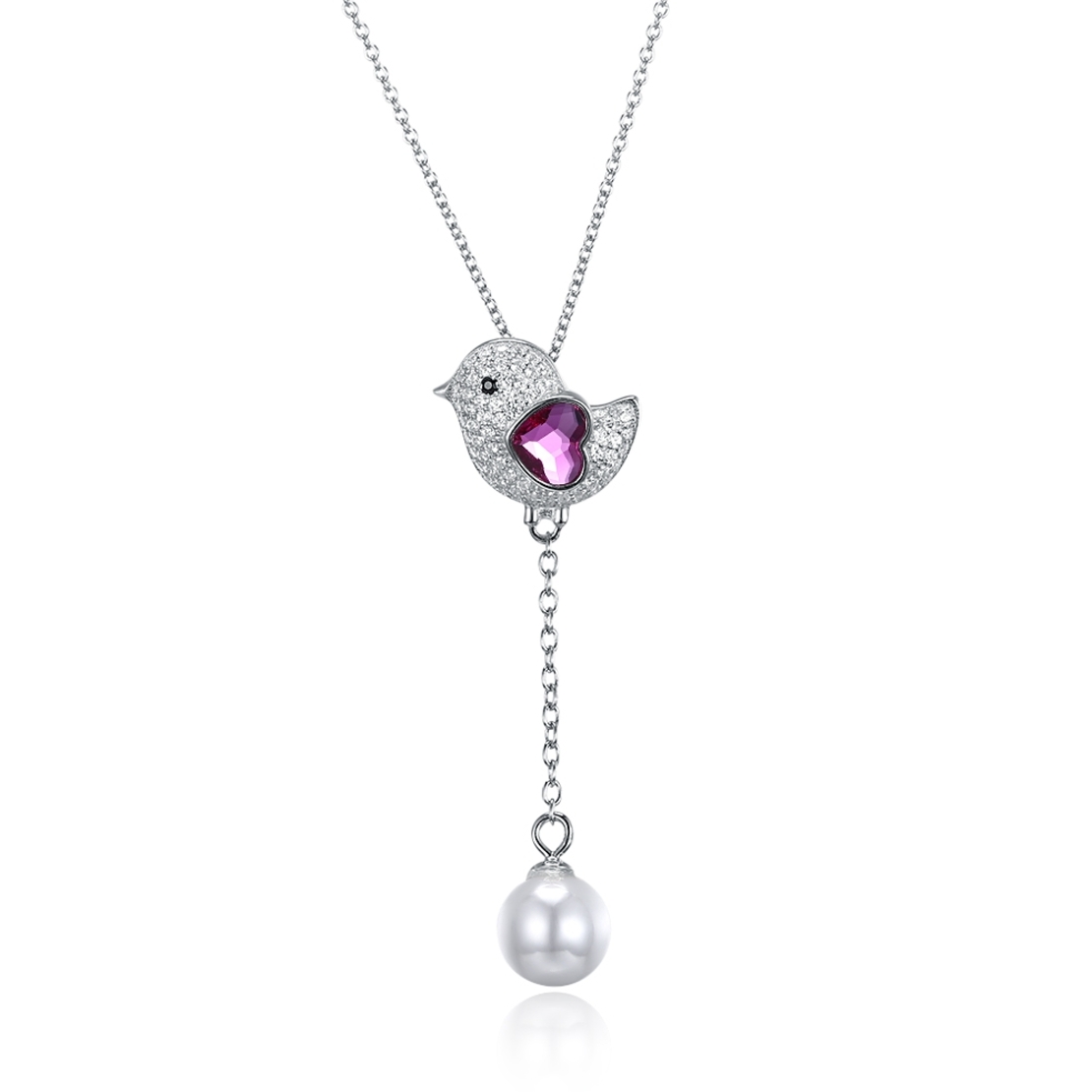 Сребърно колие Птичка Swarovski Crystals | колекция Delicate Silver