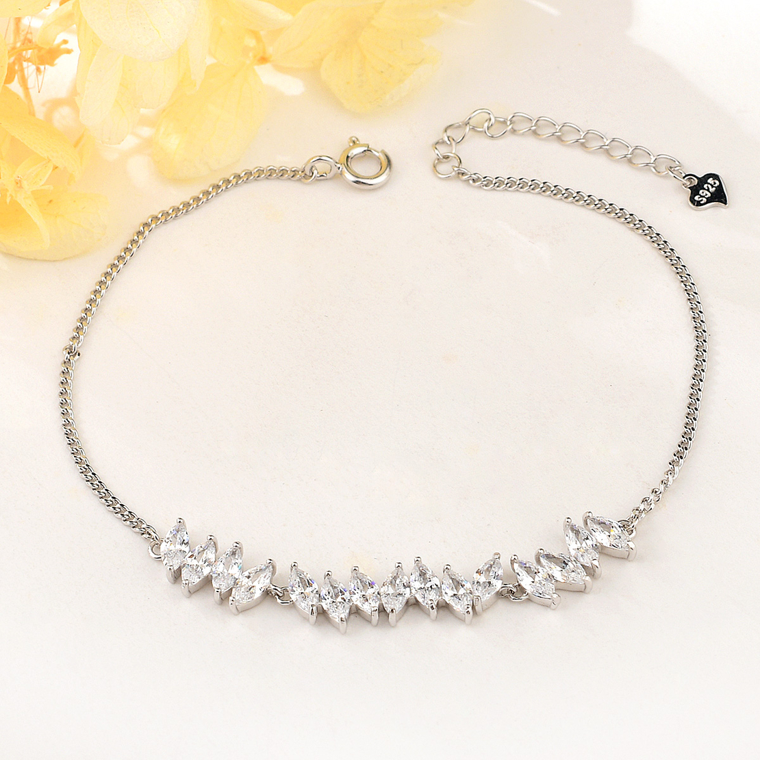 CRYSTAL DROPS SILVER  BRACELET WITH RHODIUM