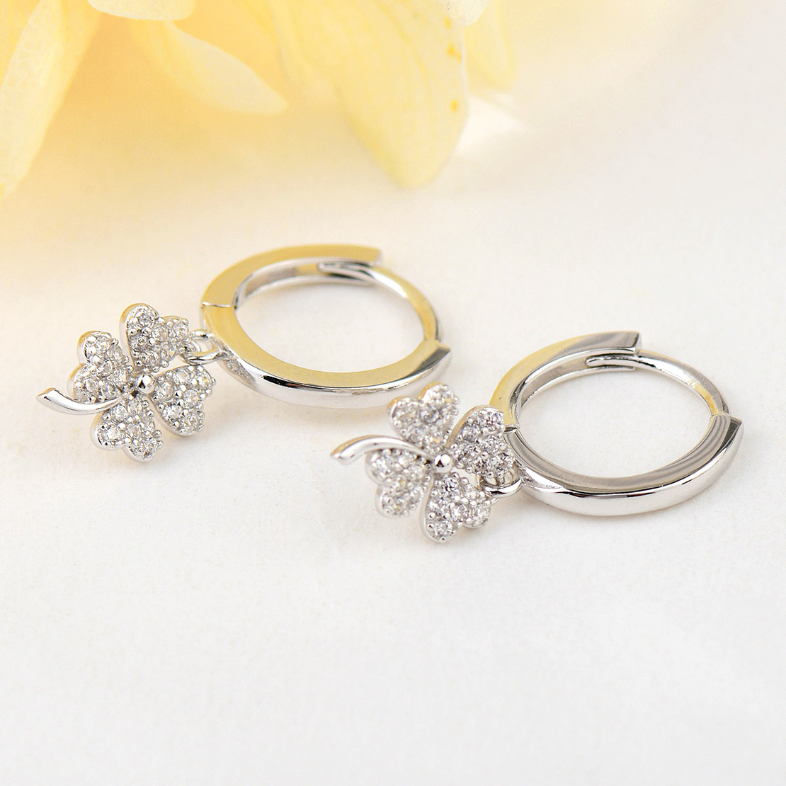 Сребърни обеци Цветя с родий 2700000052570 | колекция Delicate Silver