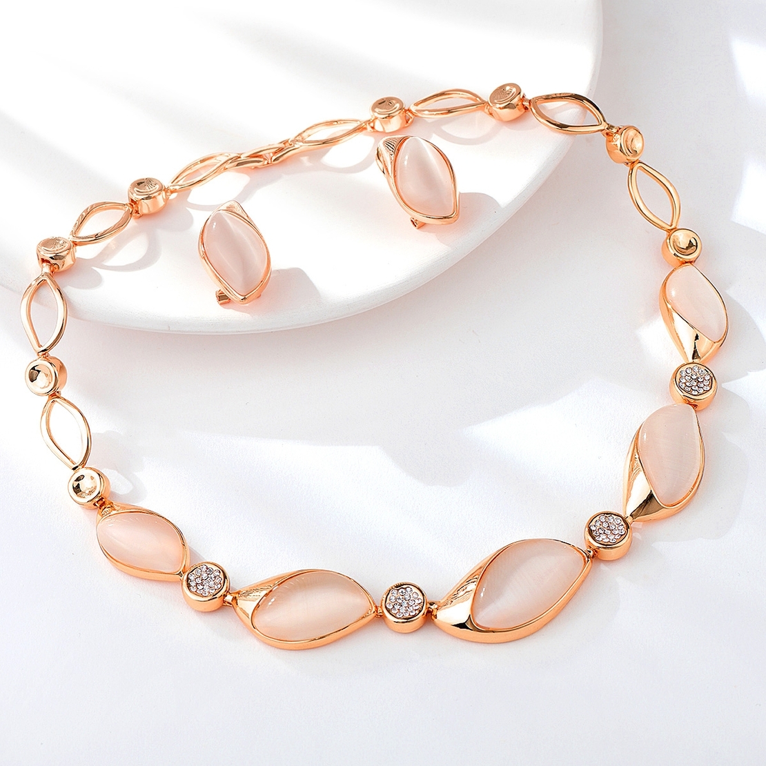Комплект розово позлатяване с котешко око - LSS30 2610000000412 | Колекция Rose Gold