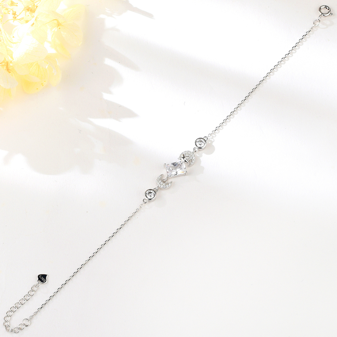 Сребърна гривна Луна с родий | колекция Delicate Silver