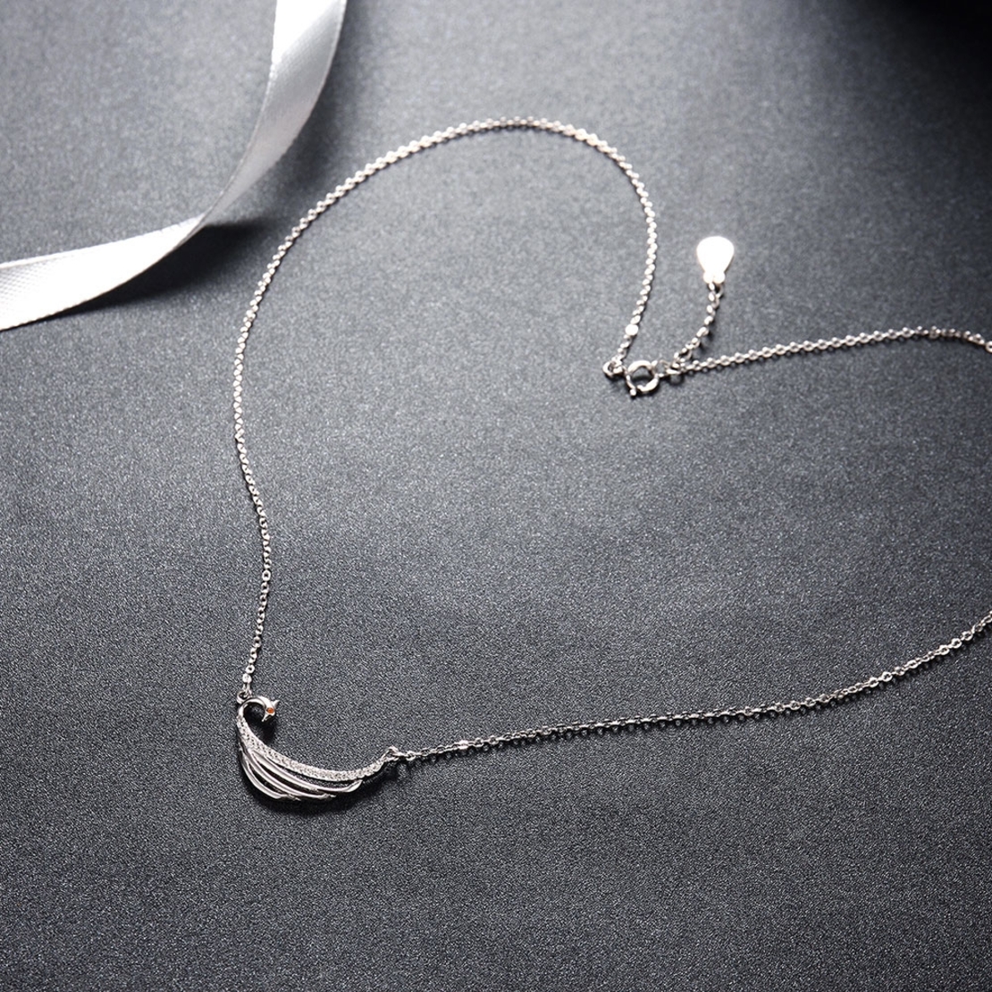 Сребърно колие Лебед Swarovski Crystals | колекция Delicate Silver | 2700000027325