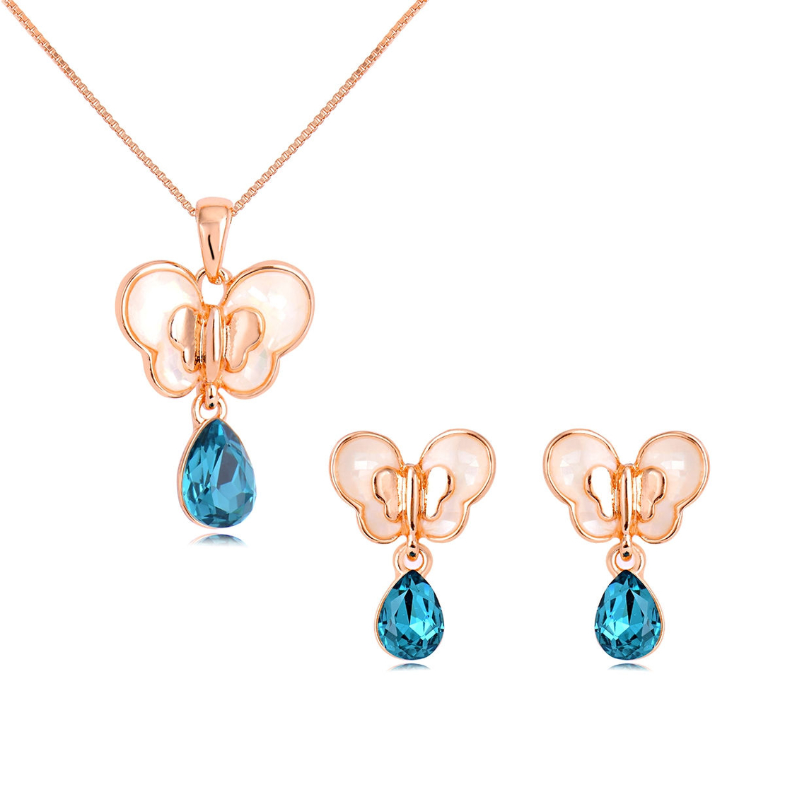 Комплект розово позлатяване пеперуди с естествен седеф | Колекция Rose Gold