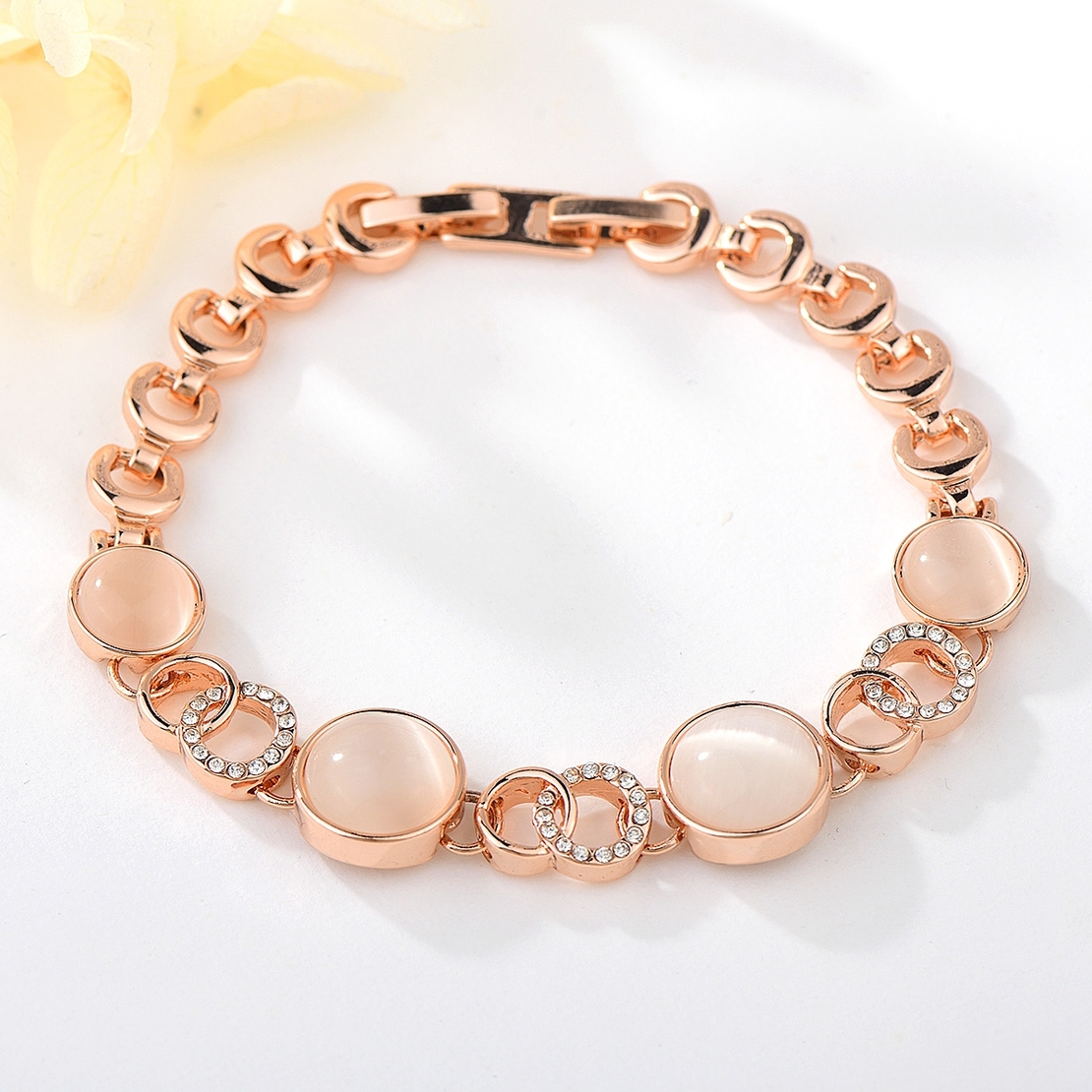 Гривна розово позлатяване с котешко око 2200000015600 | Колекция Rose Gold