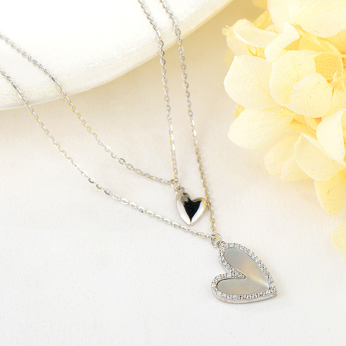 Сребърно колие Сърце със седеф | колекция Delicate Silver