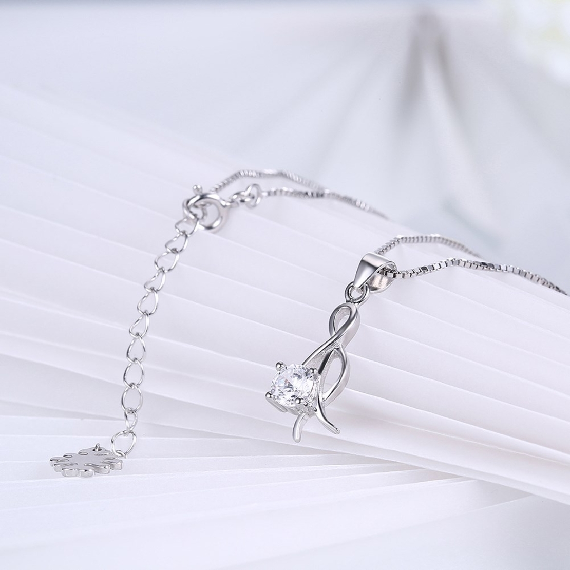 Сребърно колие Ключ Сол Swarovski Crystals | колекция Delicate Silver