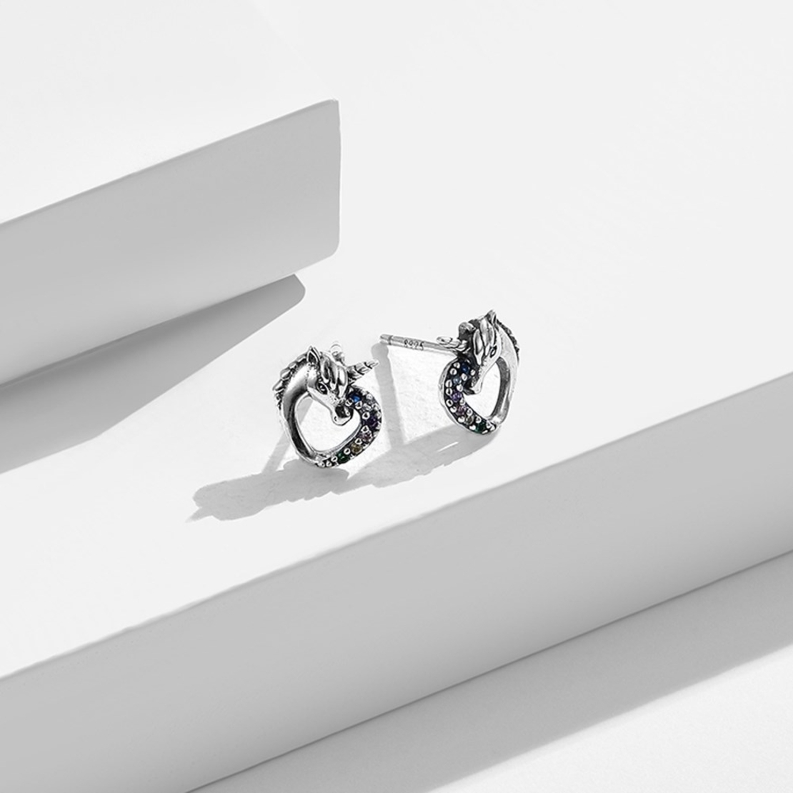 Сребърни обеци Еднорог | колекция Delicate Silver