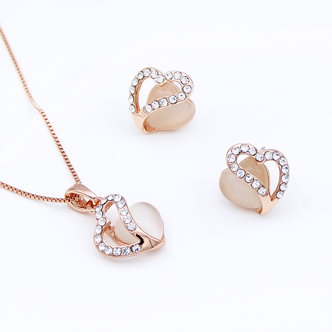 Комплект розово позлатяване котешко око 2610000004489 | Колекция Rose Gold