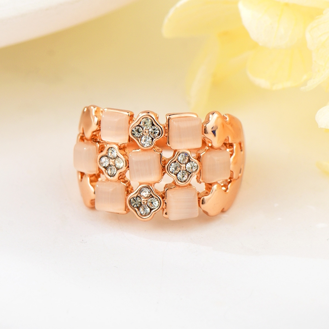 Пръстен розово позлатяване камък котешко ухо T100660R-RG | Колекция Rose Gold