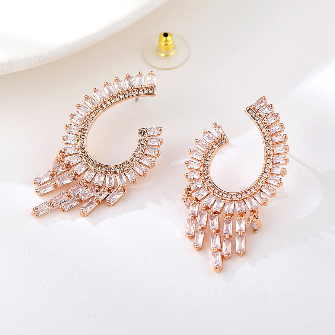 Обеци розово позлатяване прелест с кристали Swarovski | Колекция Rose Gold