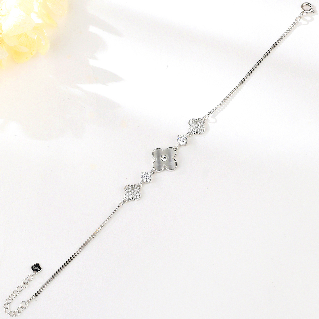 Сребърна гривна Цветя с родий 2700000049204 | колекция Delicate Silver