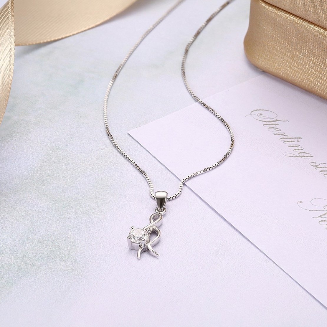 Сребърно колие Ключ Сол Swarovski Crystals | колекция Delicate Silver