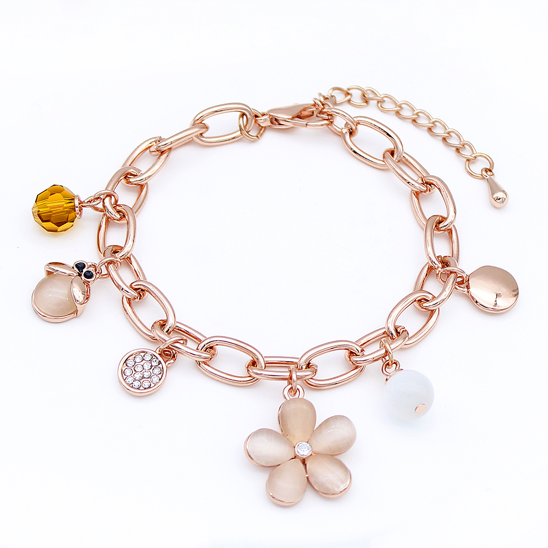 Гривна розово позлатяване с талисмани | Колекция Rose Gold