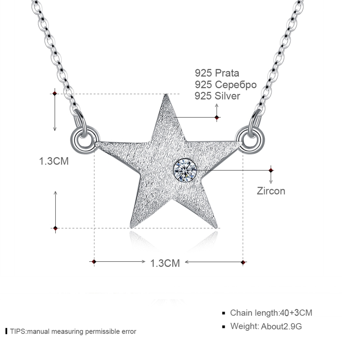 Сребърно колие звезда с циркон | колекция Delicate Silver