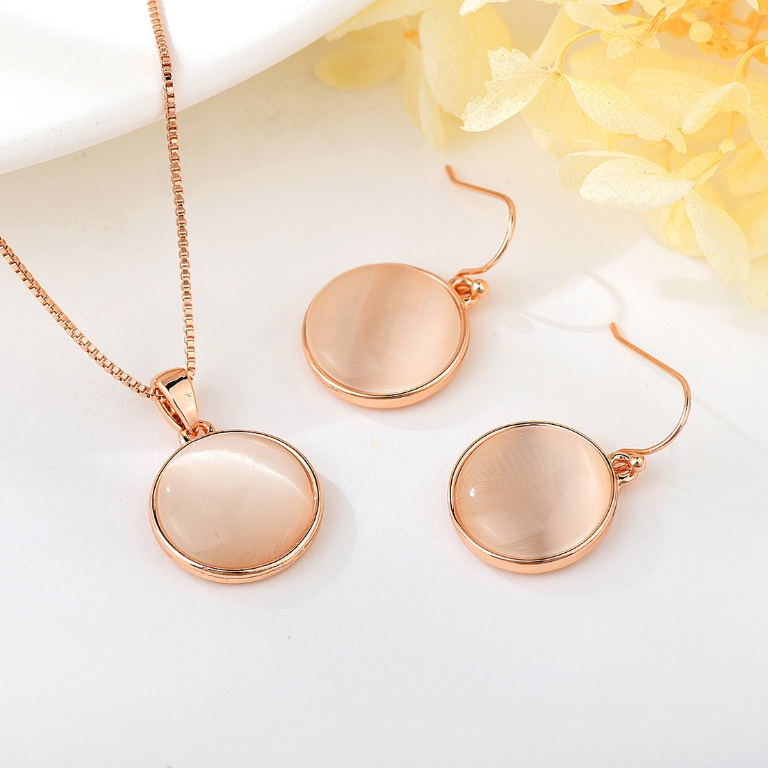 Комплект розово позлатяване котешко око 2610000002591 | Колекция Rose Gold