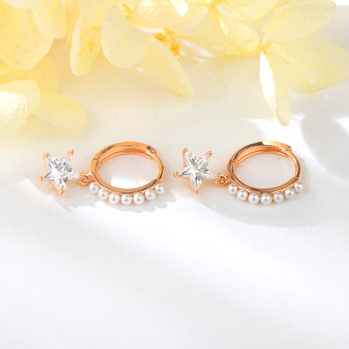Сребърни обеци с розово позлатяване и перли 2700000045282 | колекция Delicate Silver