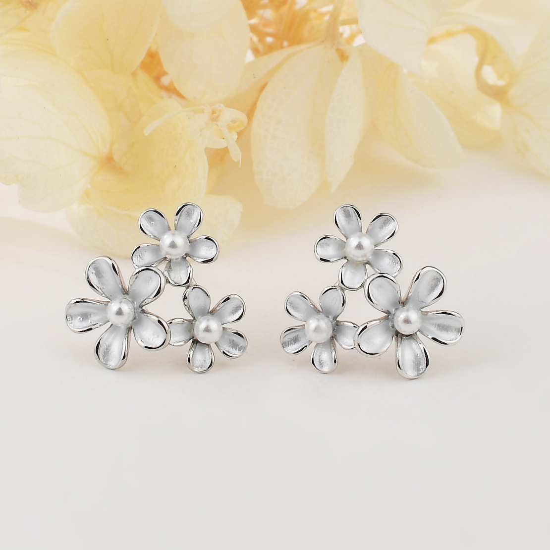 Ежедневни сребърни обеци цветя 2700000065105 | колекция Delicate Silver