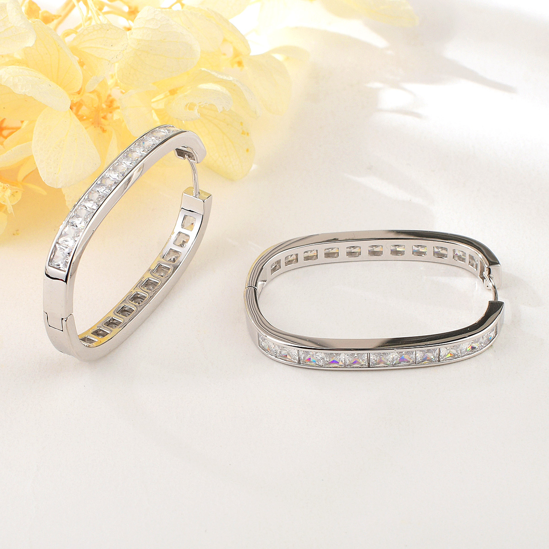 Сребърни обеци Халки с родий 2700000052631 | колекция Delicate Silver