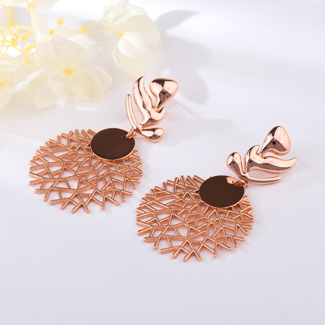 Обеци розово позлатяване дълги висящи 2000004021344 | Колекция Rose Gold
