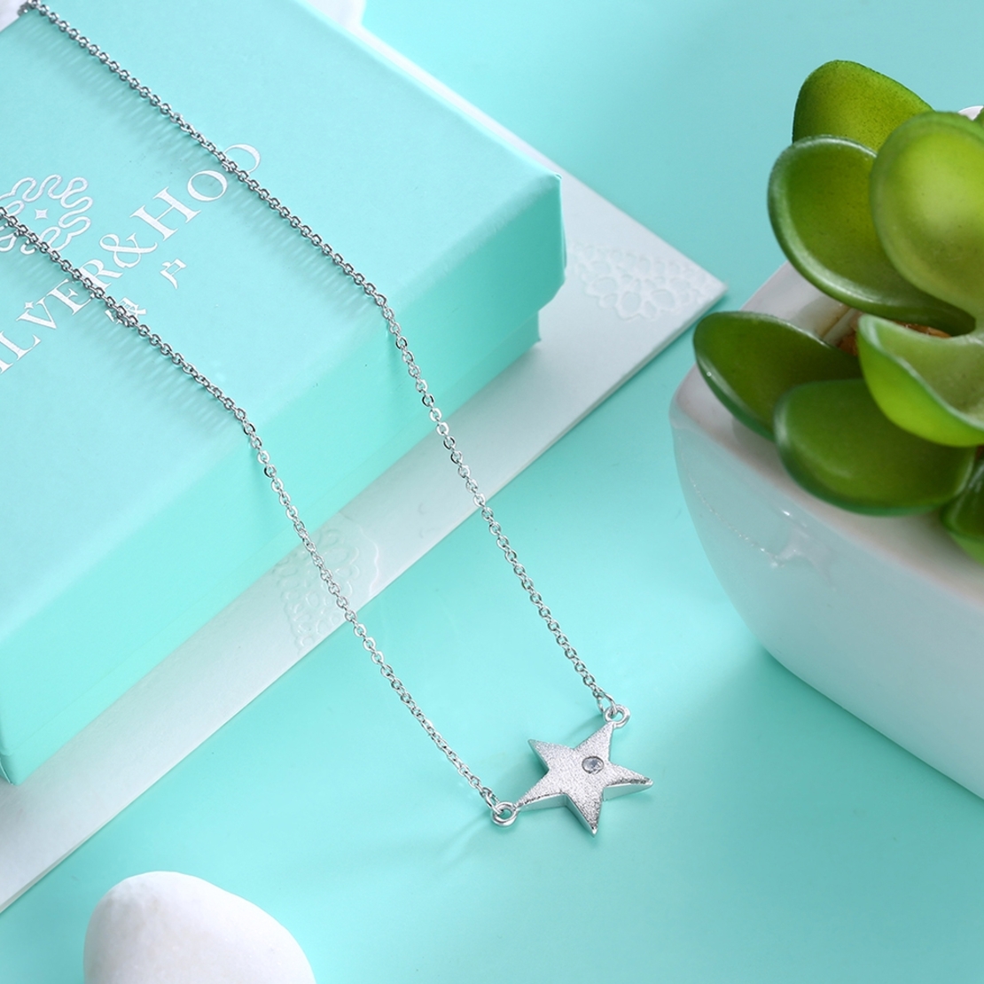 Сребърно колие звезда с циркон | колекция Delicate Silver