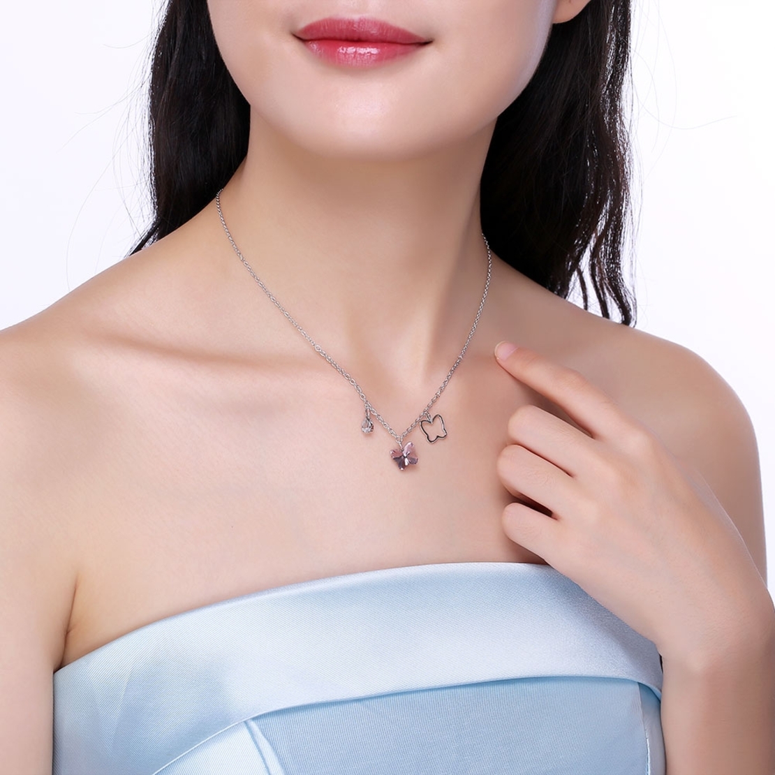 Сребърно колие Пеперуда Swarovski Crystals | колекция Delicate Silver | 2700000027554