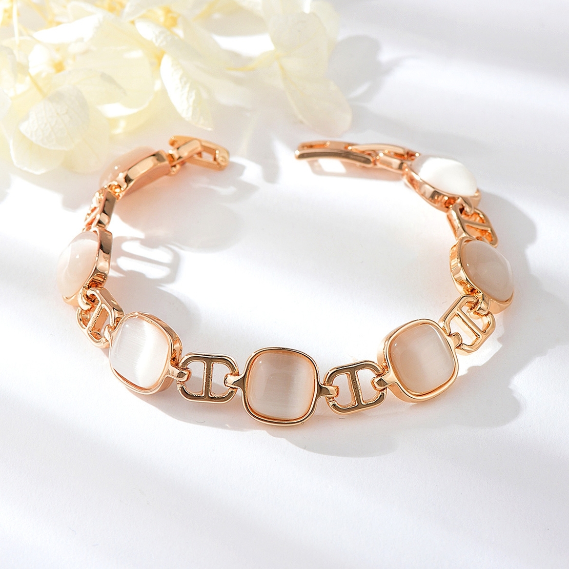 BRACELET ROSE GOLD PLATING CAT'S EYE