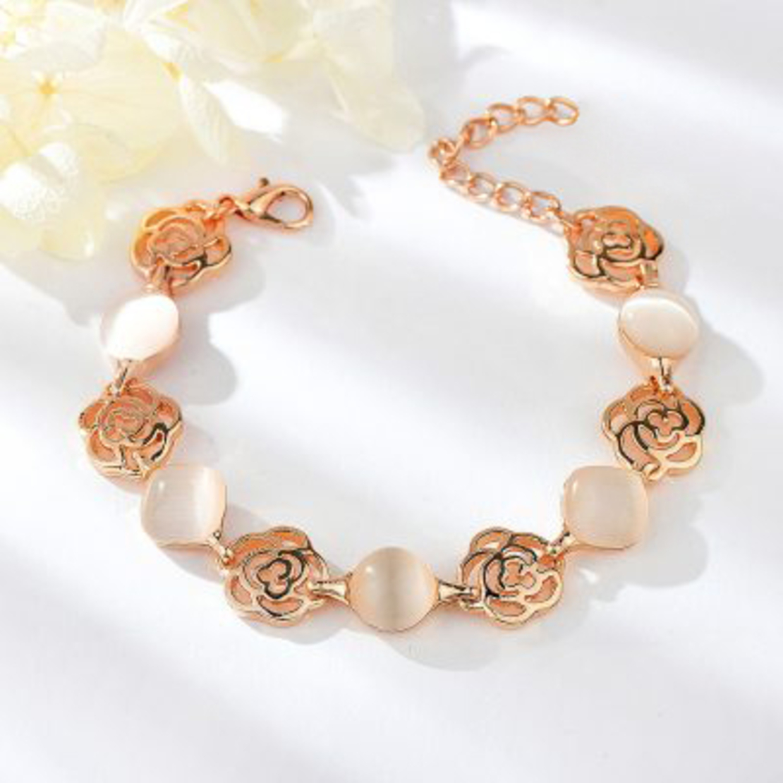 Гривна розово позлатяване с камък котешко око 2200000014276 | Колекция Rose Gold