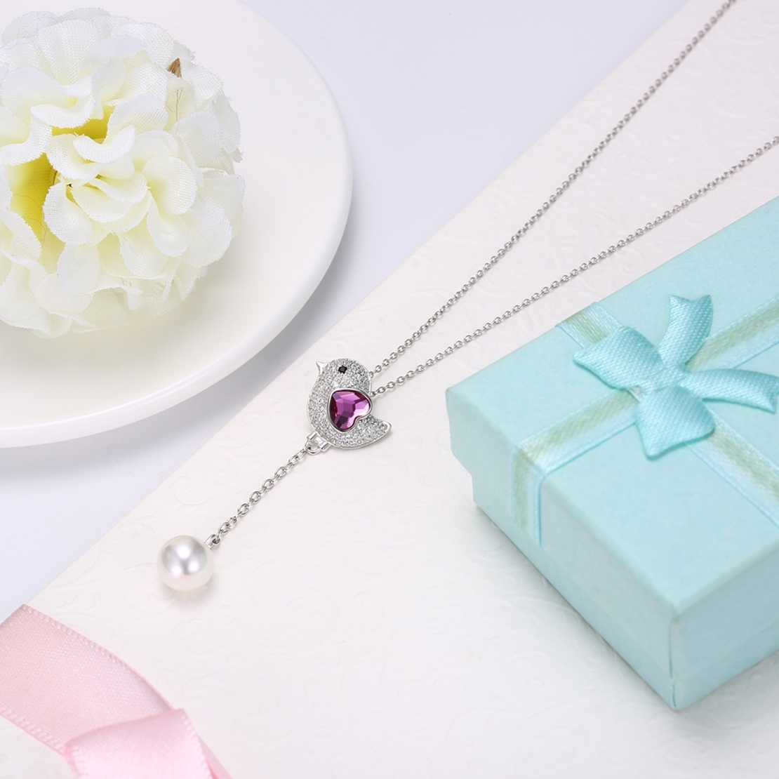 Сребърно колие Птичка Swarovski Crystals | колекция Delicate Silver