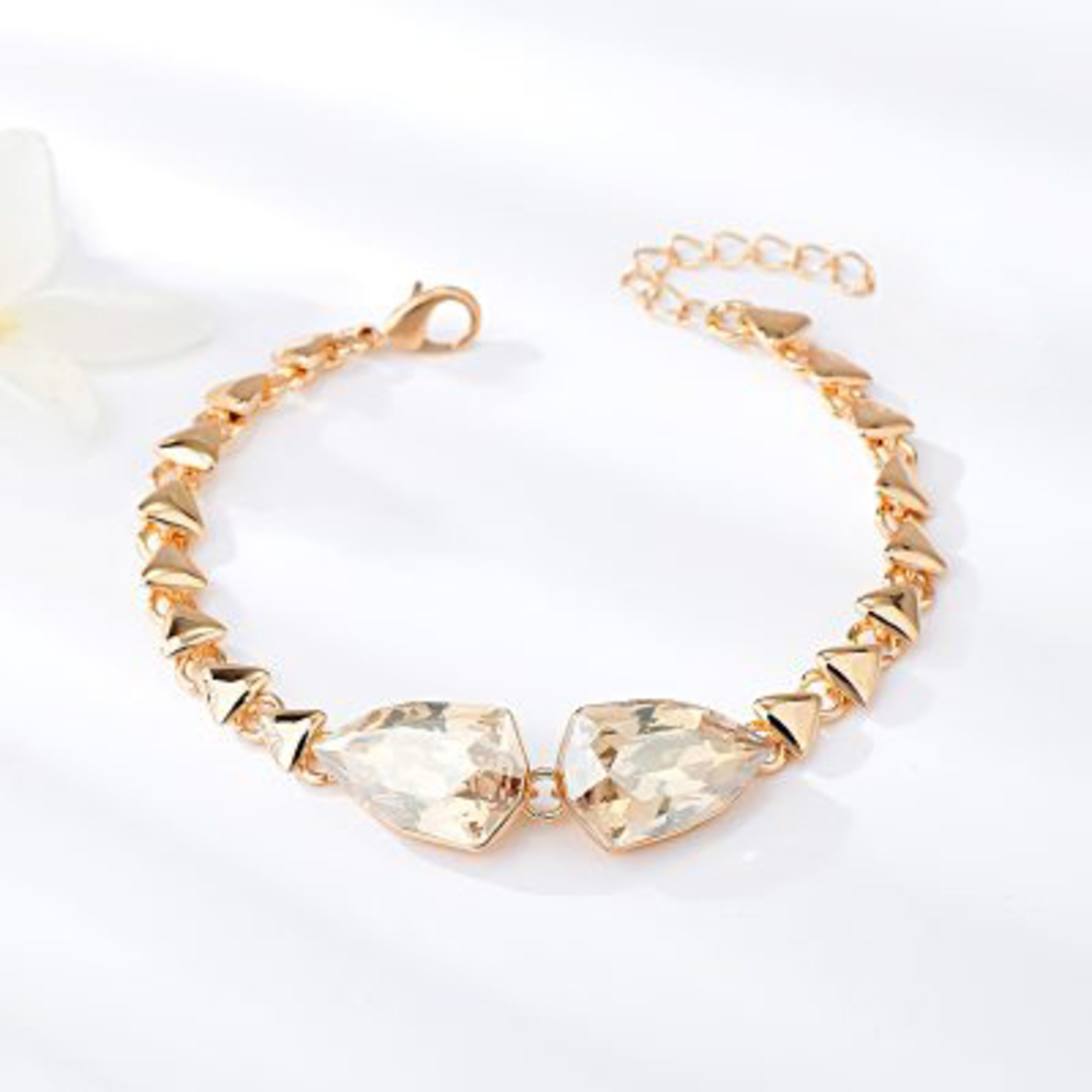 Гривна розово позлатяване симетрия с кристали Swarovski | Колекция Luxury Secret
