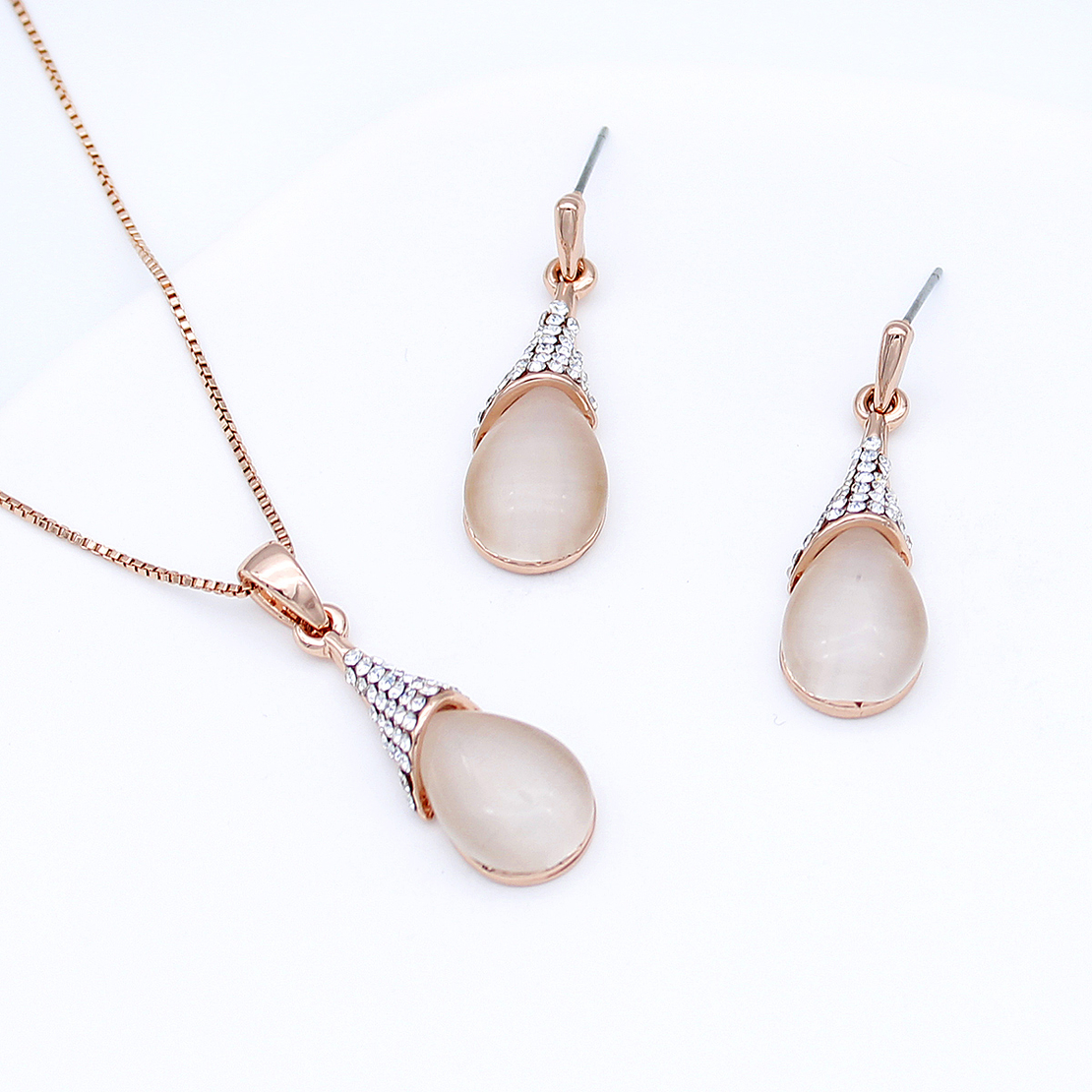 Комплект розово позлатяване котешко око 2610000004717 | Колекция Rose Gold