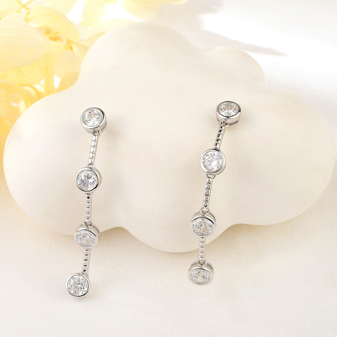 Дълги сребърни обеци с родий 2700000052839 | колекция Delicate Silver