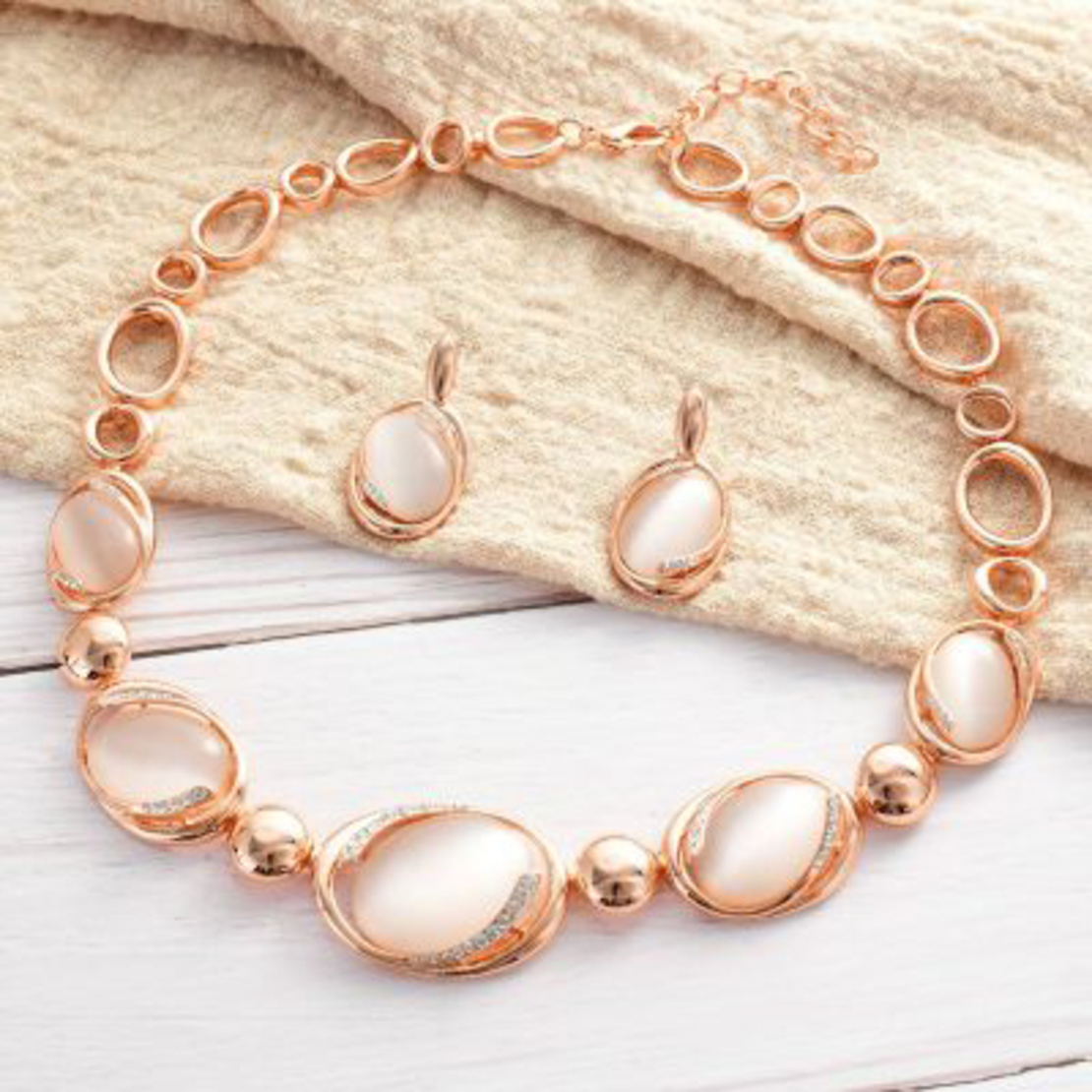 Комплект розово позлатяване с котешко око 2610000001327 | Колекция Rose Gold