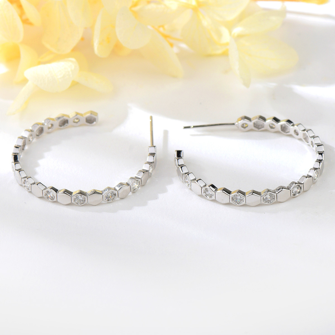 Сребърни обеци Халки с родий 2700000045084 | колекция Delicate Silver
