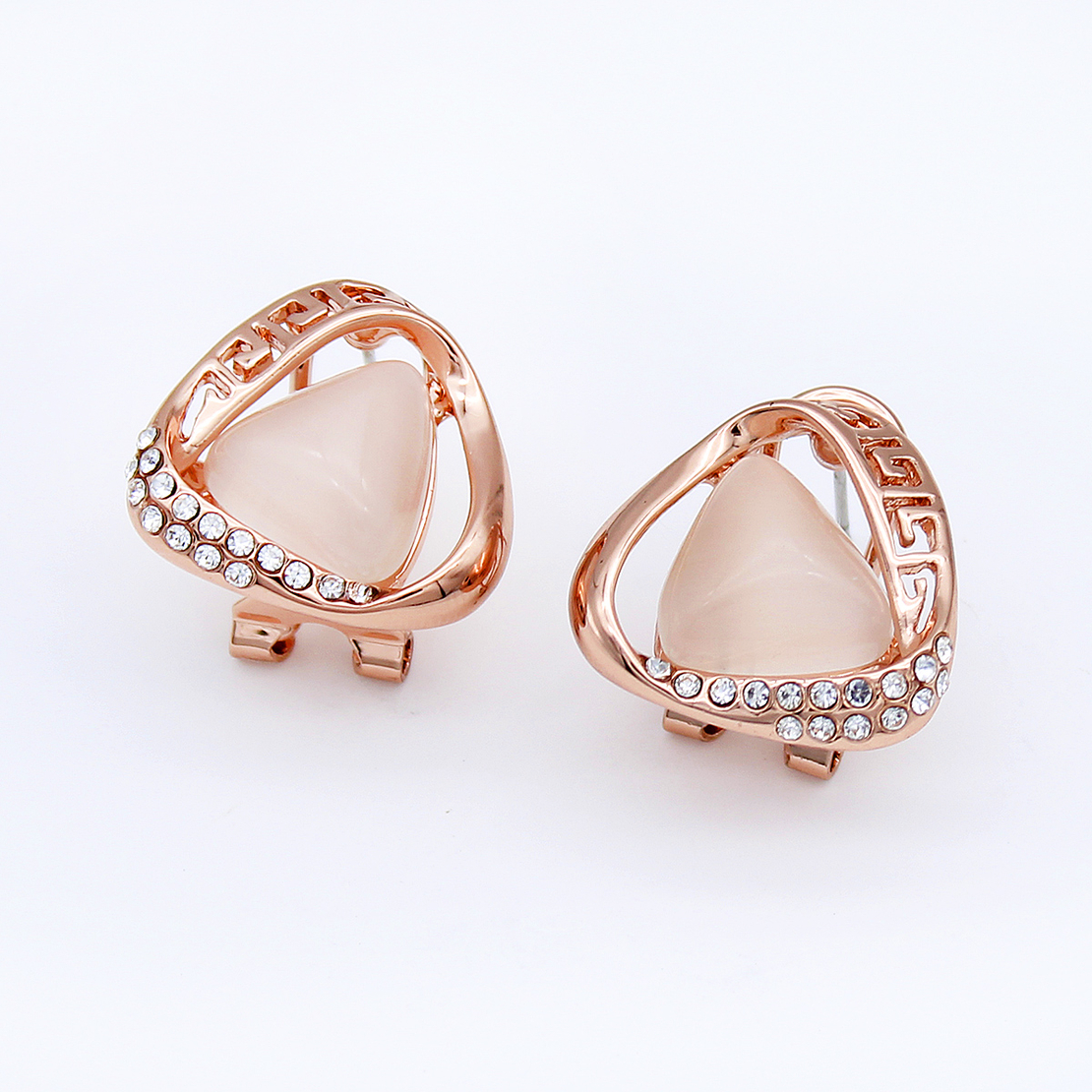 Обеци розово позлатяване котешко око 1000000000337 | Колекция Rose Gold