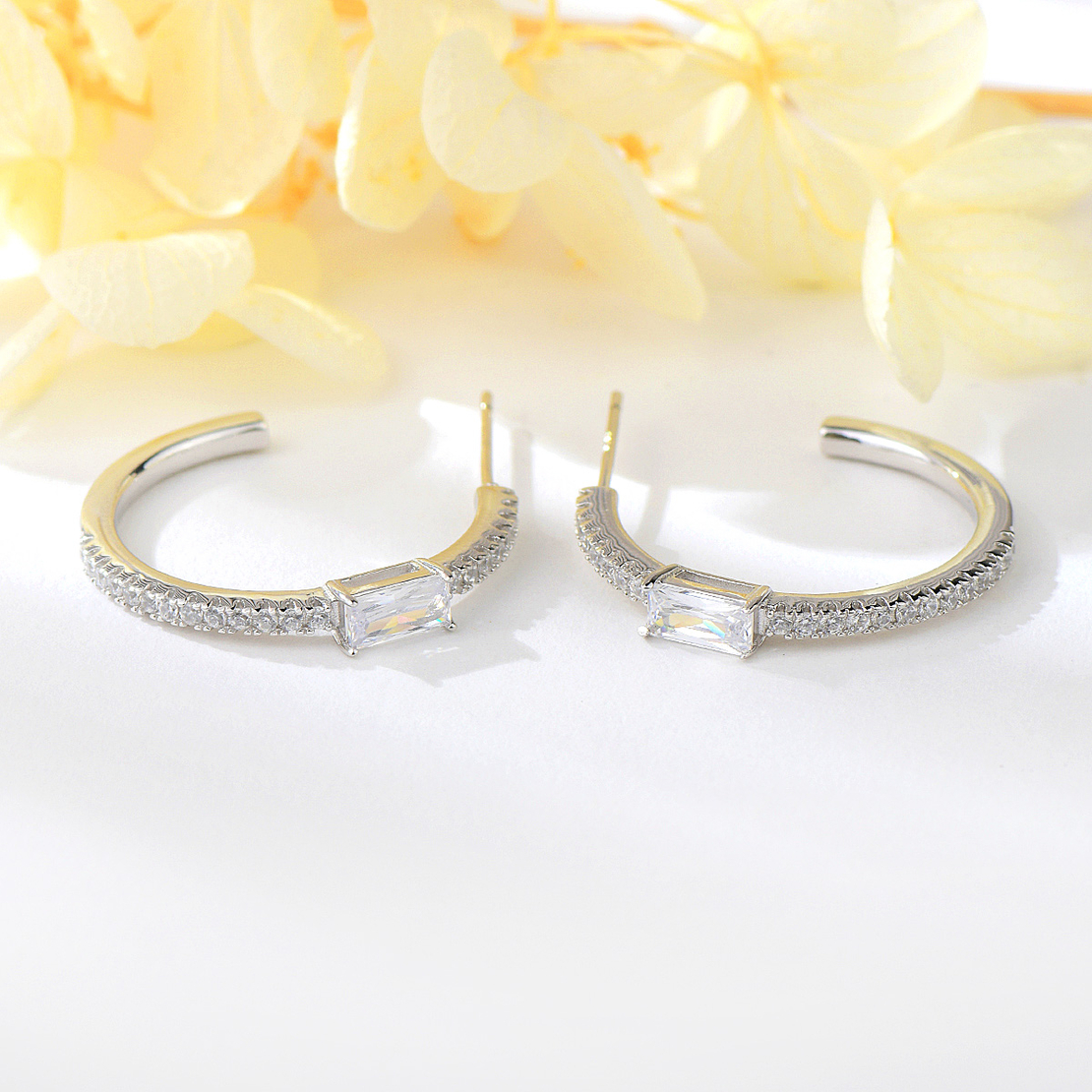 Сребърни обеци Халки с родий 2700000045107 | колекция Delicate Silver