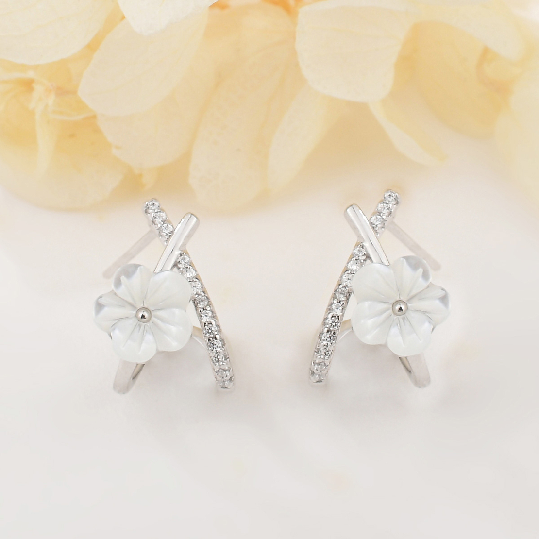 Ежедневни сребърни обеци цветя 2700000062241 | колекция Delicate Silver