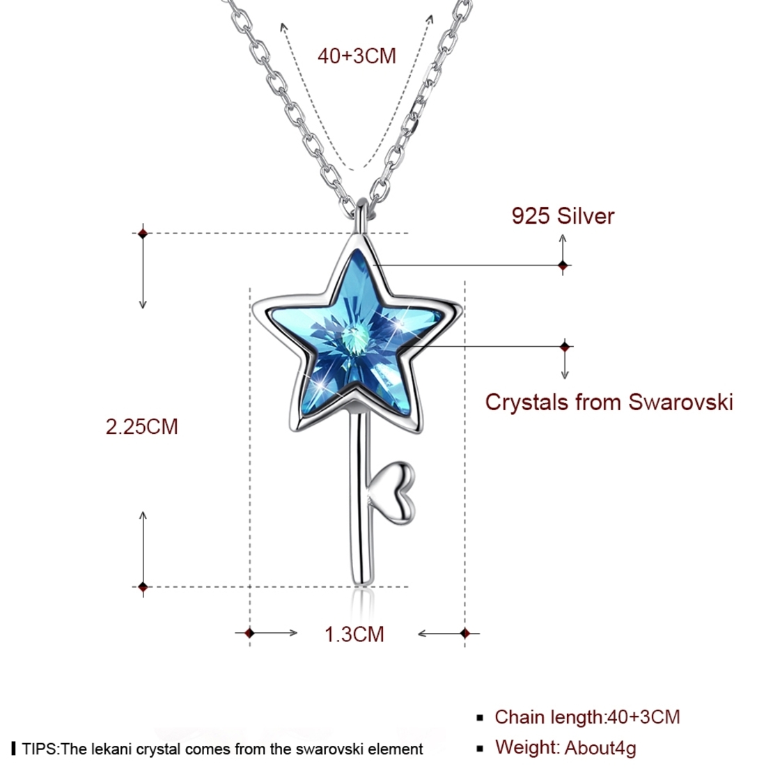 Сребърно колие звезда син Swarovski Crystals | колекция Delicate Silver
