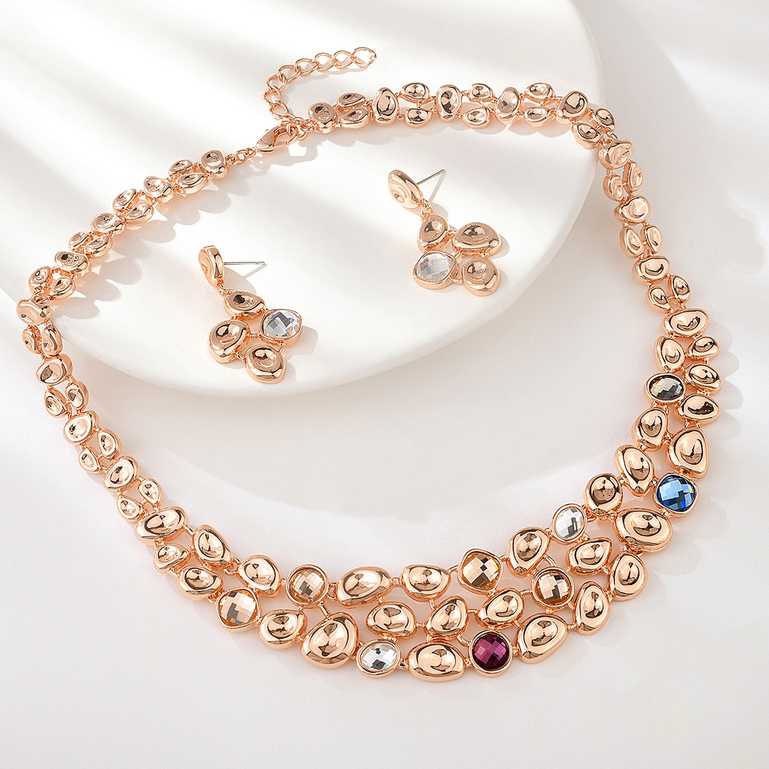 Комплект розово позлатяване цветен детайл | Колекция Rose Gold