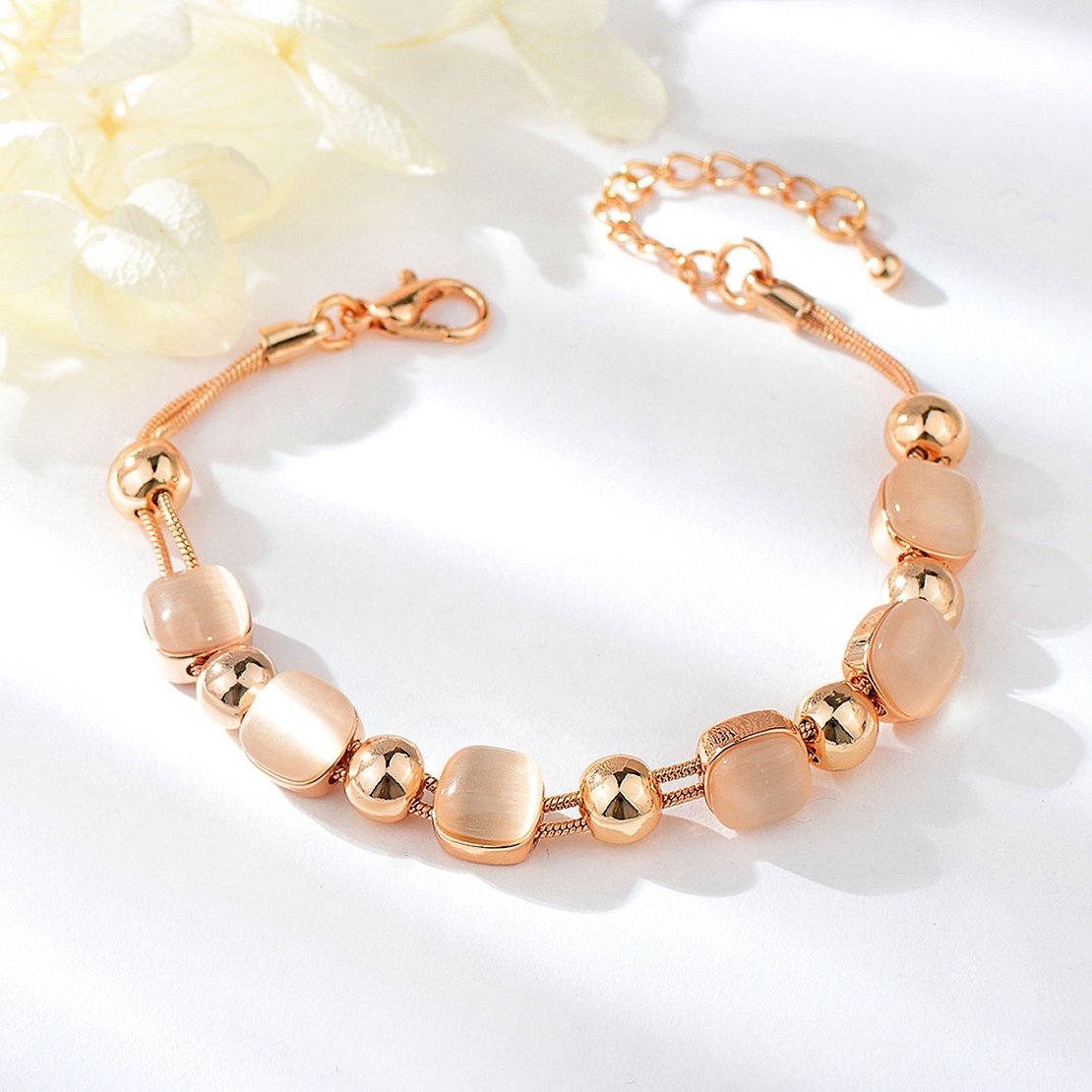 BRACELET ROSE GOLD PLATING CAT'S EYE