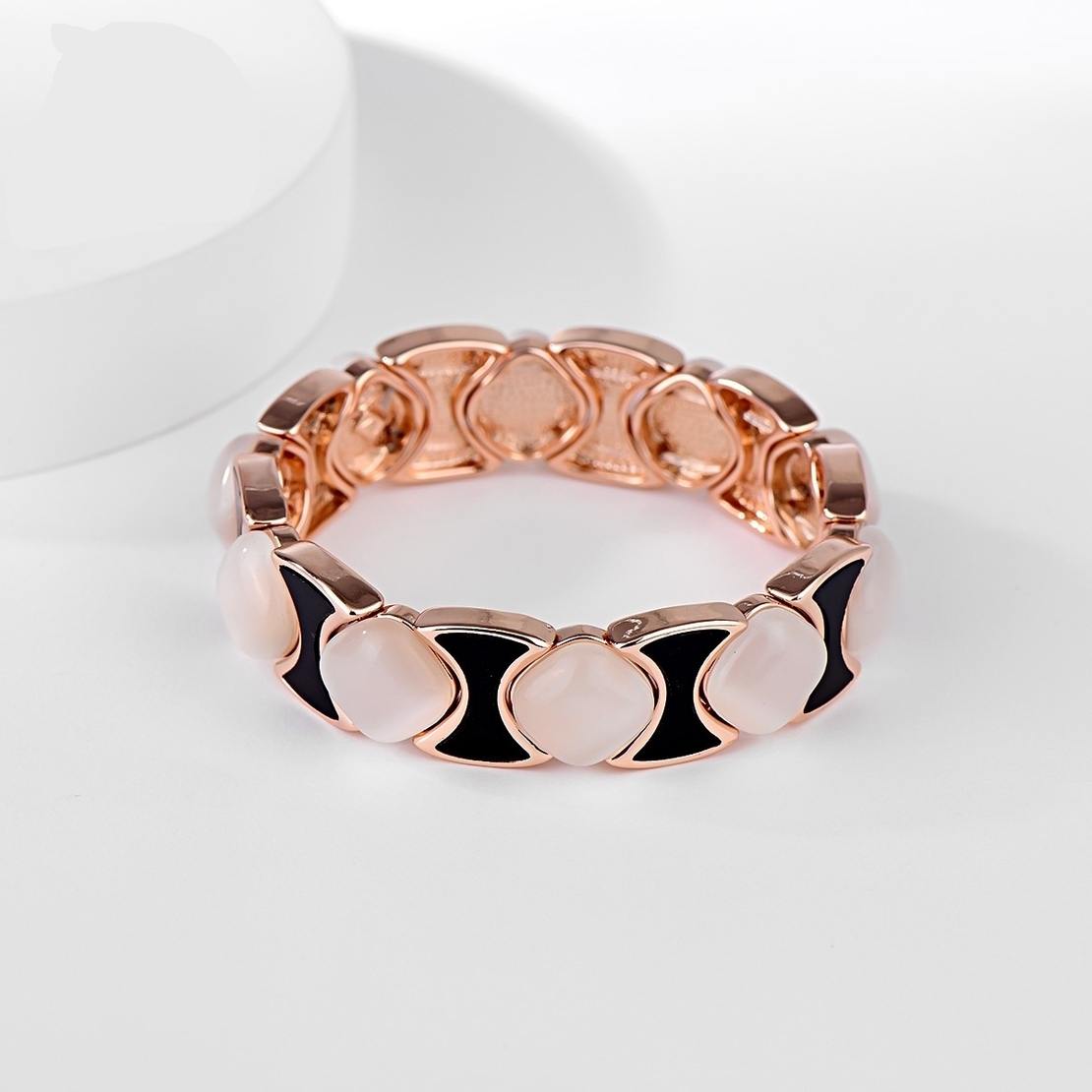 Гривна розово позлатяване черно-бял контраст | Колекция Rose Gold