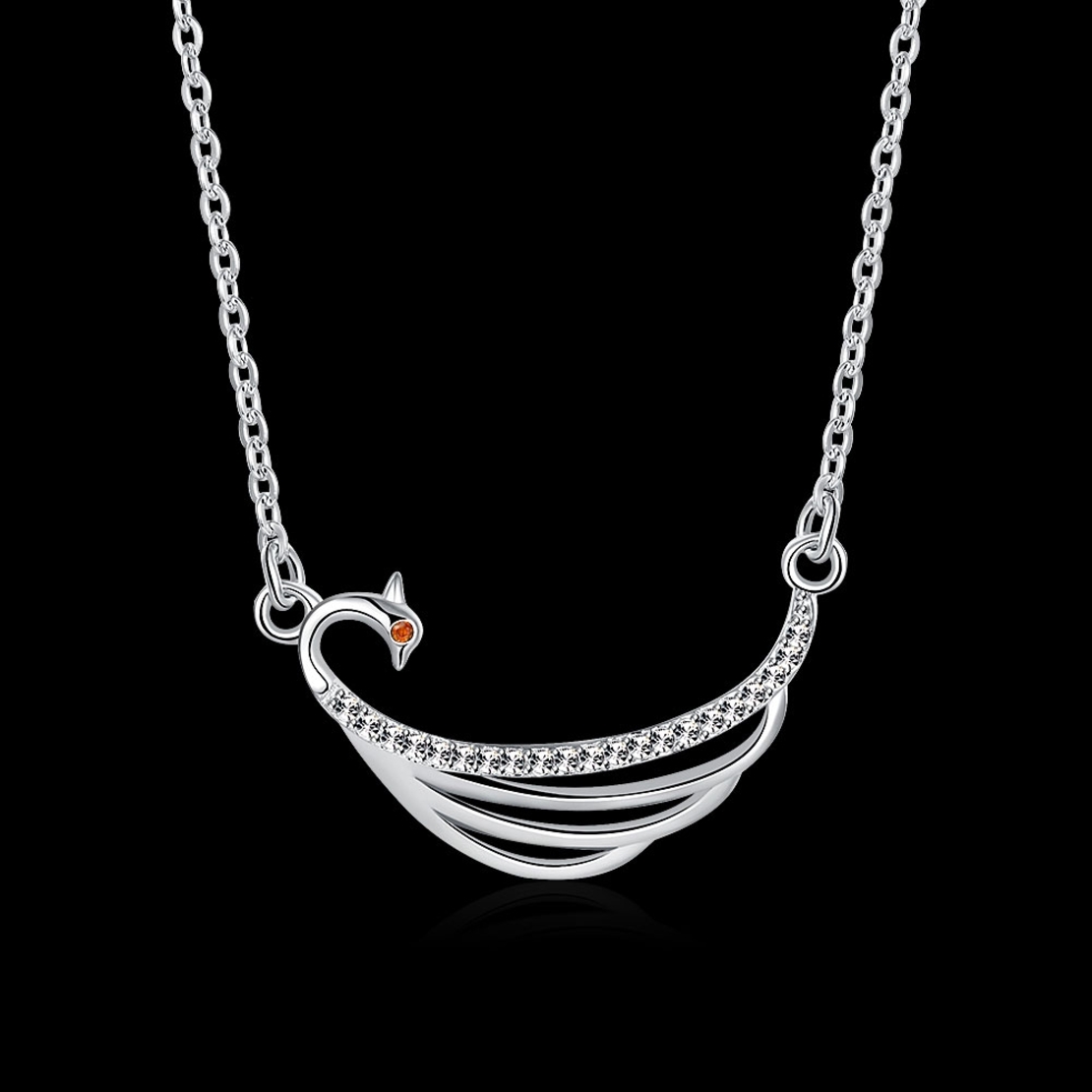 Сребърно колие Лебед Swarovski Crystals | колекция Delicate Silver | 2700000027325