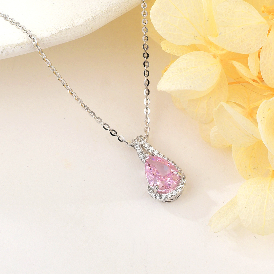 PINK TEAR DROPS CRUSHED ICE NECKLACE