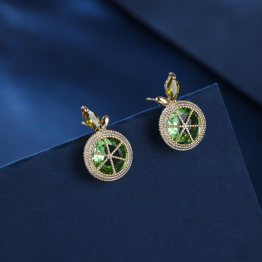 LIME YELLOW GOLD PLATED EARRINGS