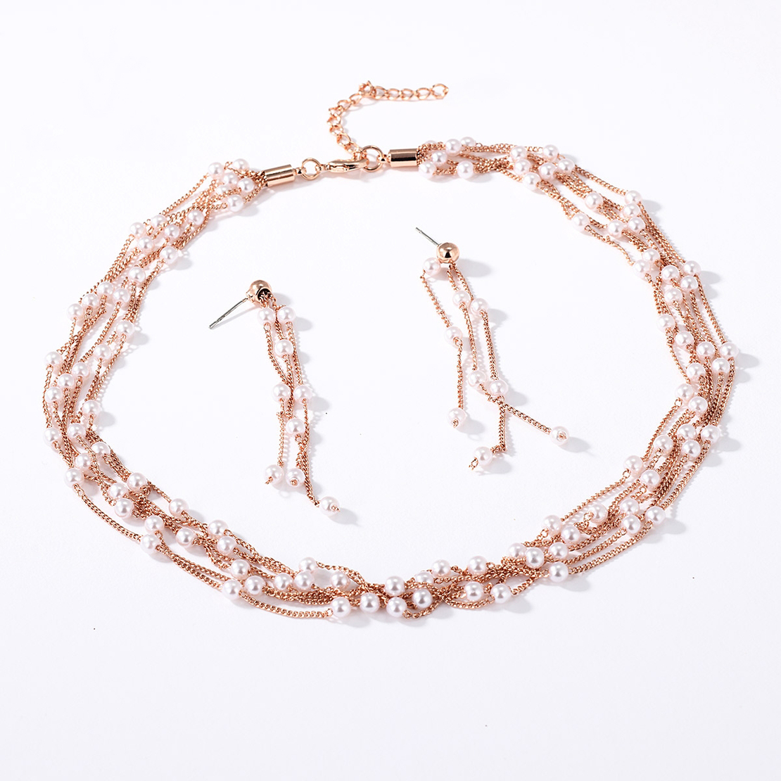Комплект розово позлатяване наниз от перли | Колекция Rose Gold