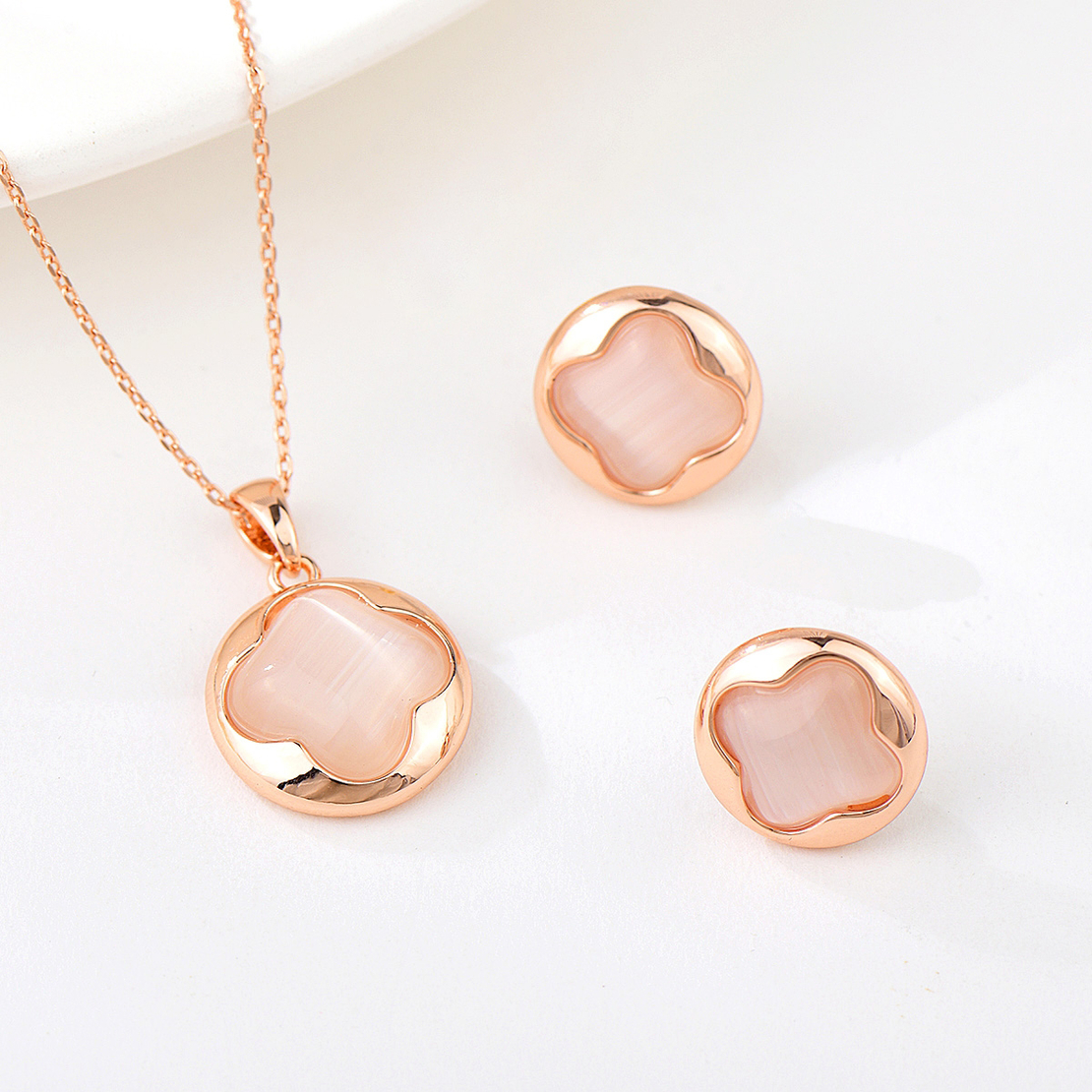 Комплект розово позлатяване флорална стилизация | Колекция Rose Gold