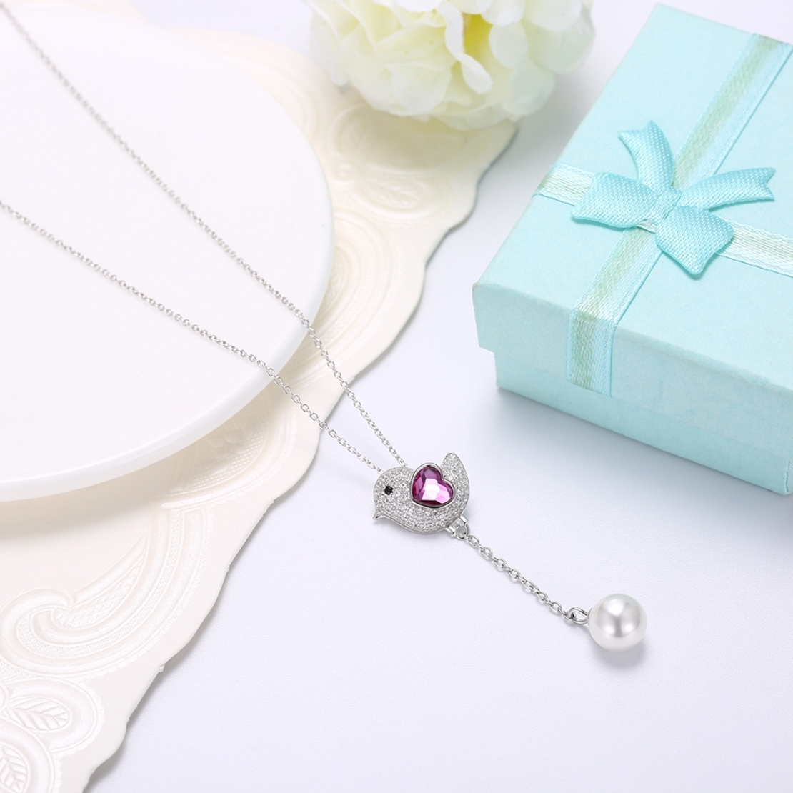 Сребърно колие Птичка Swarovski Crystals | колекция Delicate Silver